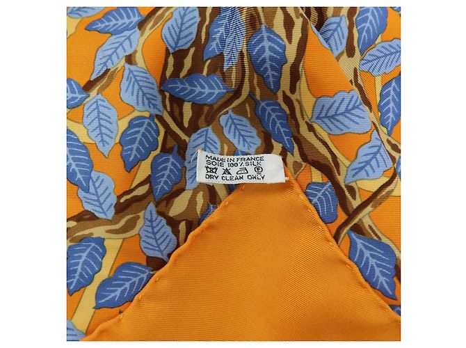 Hermès HERMES Carre 90 Foulard 100% Seta AXIS MUNDI Arancione Blu Marrone - vista 12