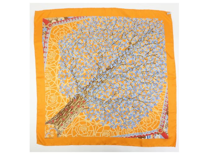 Hermès HERMES Carre 90 Foulard 100% Seta AXIS MUNDI Arancione Blu Marrone - vista 2