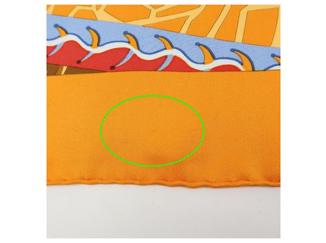 Hermès HERMES Carre 90 Foulard 100% Seta AXIS MUNDI Arancione Blu Marrone - vista 8