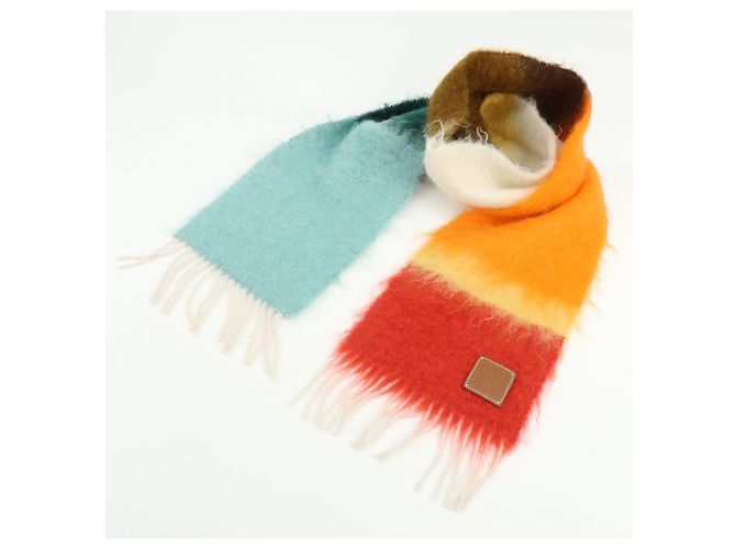 Sciarpa Sciallo LOEWE Anagram in lana mohair Orange Multicolor - vista 14