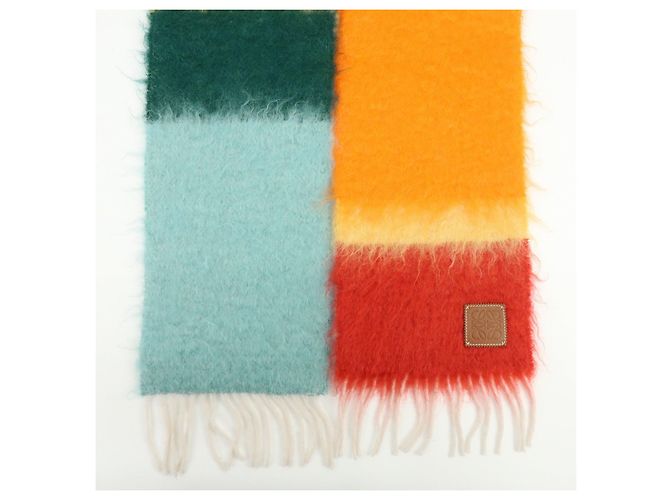 Sciarpa Sciallo LOEWE Anagram in lana mohair Orange Multicolor - vista 4