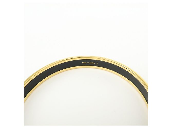 Hermès HERMES Email PM Bracciale Rigido in Metallo Motivo Uccelli Nero Oro - vista 8