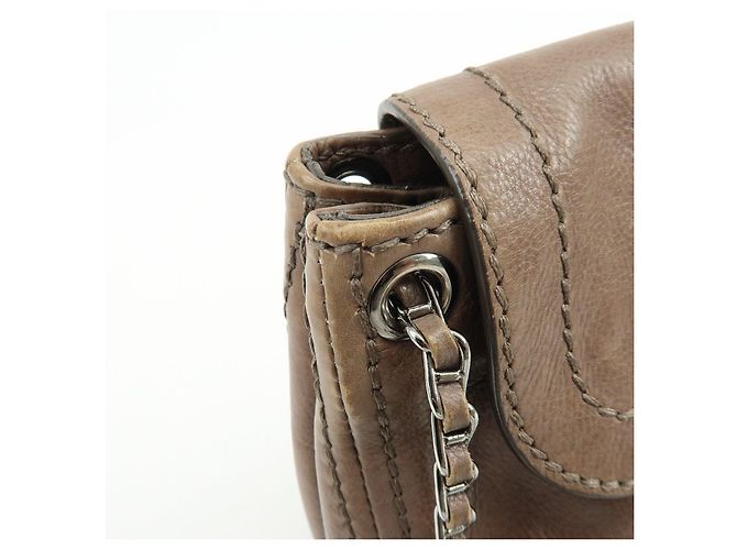 Borsa a tracolla in pelle con logo e patta PRADA Borsa a mano Greige B4659C - vista 13