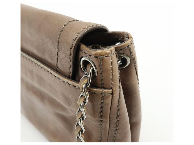 Borsa a tracolla in pelle con logo e patta PRADA Borsa a mano Greige B4659C - vista 14