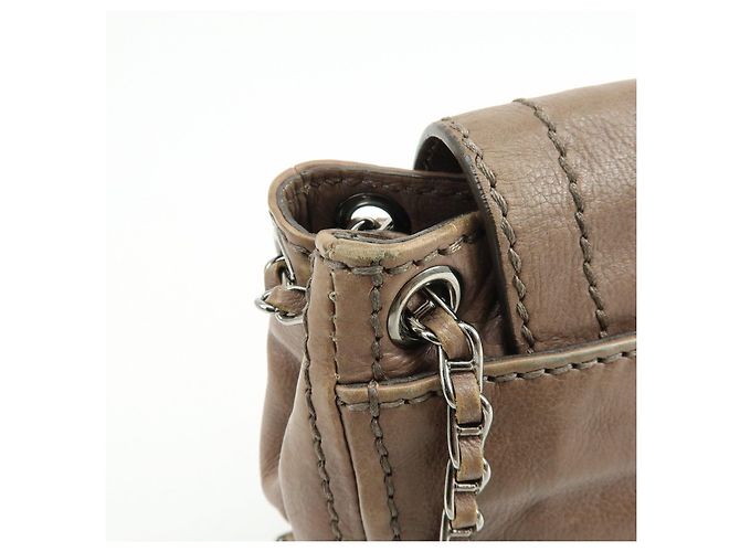 Borsa a tracolla in pelle con logo e patta PRADA Borsa a mano Greige B4659C - vista 15