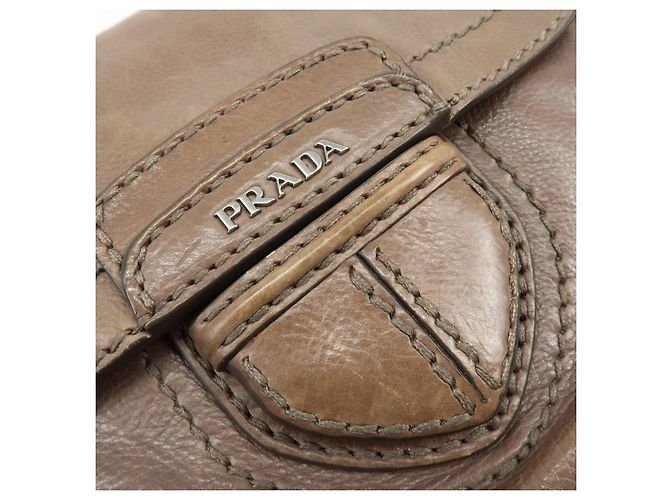 Borsa a tracolla in pelle con logo e patta PRADA Borsa a mano Greige B4659C - vista 16
