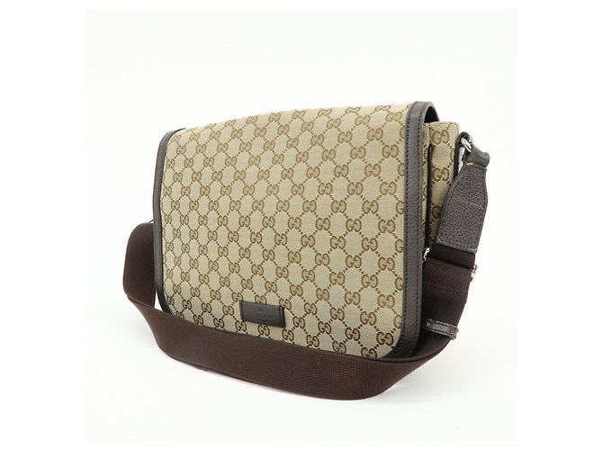 Borsa a tracolla e a spalla GUCCI GG Canvas Leather Beige Brown 449171 - vista 3