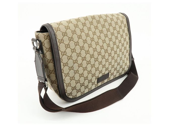 Borsa a tracolla e a spalla GUCCI GG Canvas Leather Beige Brown 449171 - vista 4