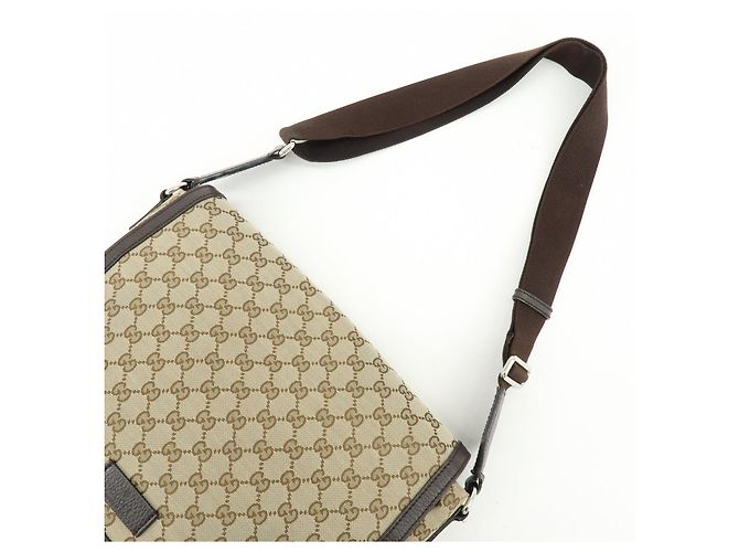 Borsa a tracolla e a spalla GUCCI GG Canvas Leather Beige Brown 449171 - vista 6
