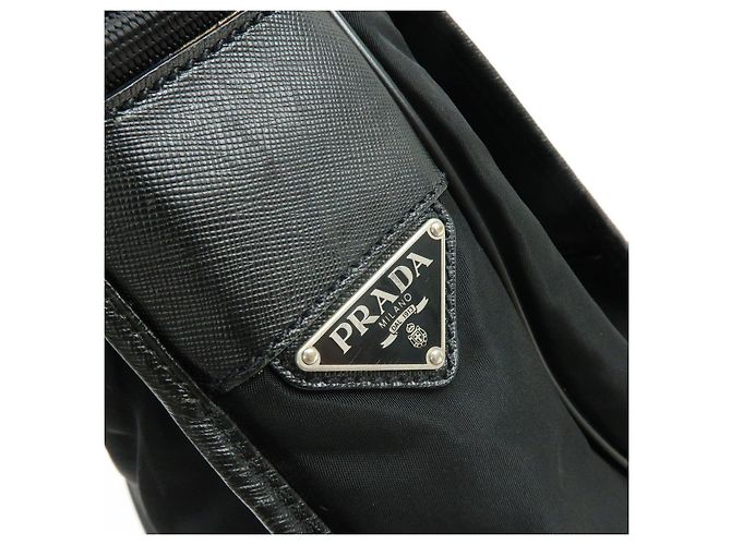 Borsa a tracolla e a spalla PRADA in nylon e pelle Saffiano con logo triangolare - vista 17