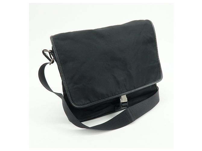 Borsa a tracolla e a spalla PRADA in nylon e pelle Saffiano con logo triangolare - vista 4
