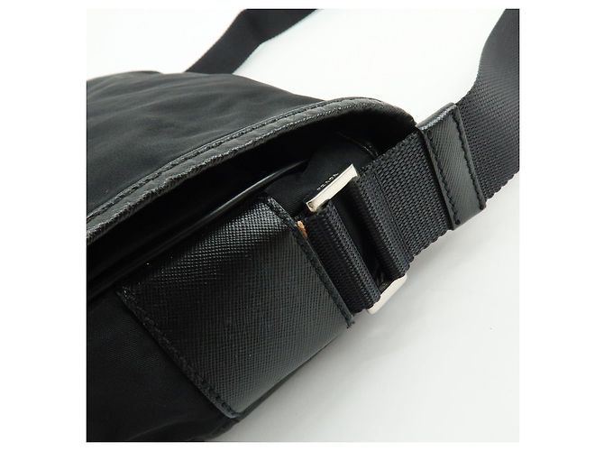 Borsa a tracolla e a spalla PRADA in nylon e pelle Saffiano con logo triangolare - vista 8