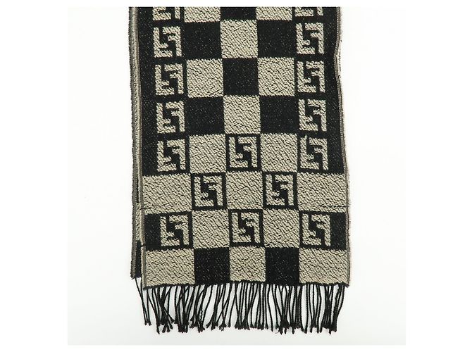 Sciarpa e Stola FENDI Zucca FF Logo in lana acrilica Beige Nero - vista 10
