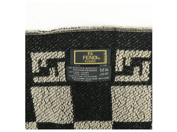 Sciarpa e Stola FENDI Zucca FF Logo in lana acrilica Beige Nero - vista 17