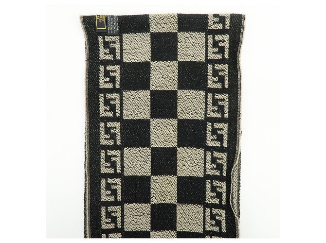 Sciarpa e Stola FENDI Zucca FF Logo in lana acrilica Beige Nero - vista 9