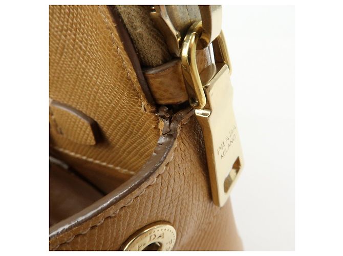 Borsa 2Way PRADA Logo in pelle Saffiano Borsa a mano Borsa a tracolla Camel BN2569 - vista 17