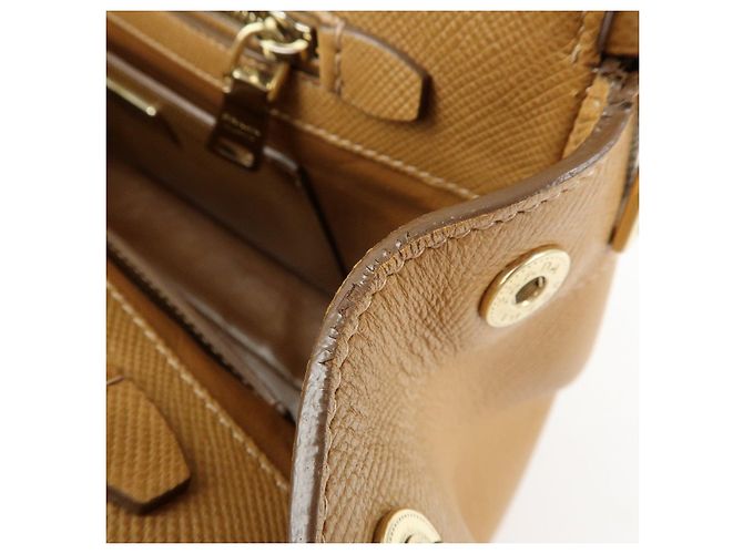 Borsa 2Way PRADA Logo in pelle Saffiano Borsa a mano Borsa a tracolla Camel BN2569 - vista 18