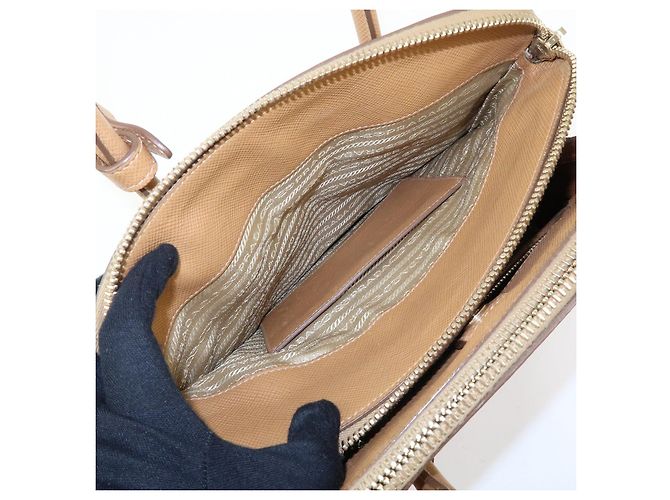 Borsa 2Way PRADA Logo in pelle Saffiano Borsa a mano Borsa a tracolla Camel BN2569 - vista 20