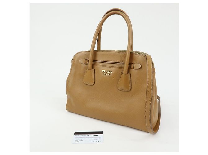 Borsa 2Way PRADA Logo in pelle Saffiano Borsa a mano Borsa a tracolla Camel BN2569 - vista 24