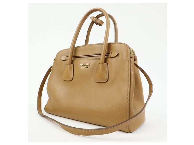 Borsa 2Way PRADA Logo in pelle Saffiano Borsa a mano Borsa a tracolla Camel BN2569 - vista 3