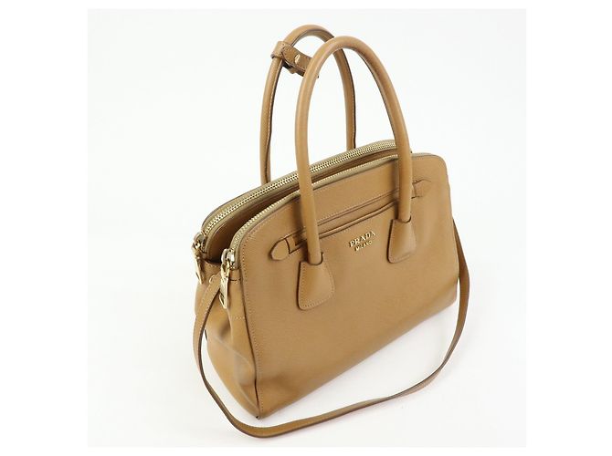 Borsa 2Way PRADA Logo in pelle Saffiano Borsa a mano Borsa a tracolla Camel BN2569 - vista 4