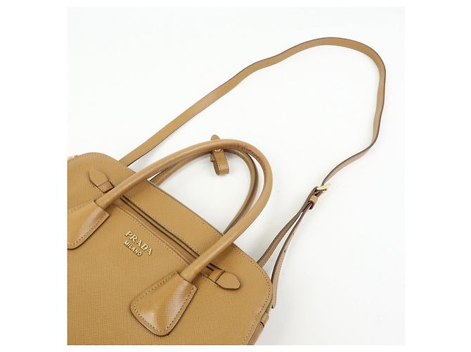 Borsa 2Way PRADA Logo in pelle Saffiano Borsa a mano Borsa a tracolla Camel BN2569 - vista 6