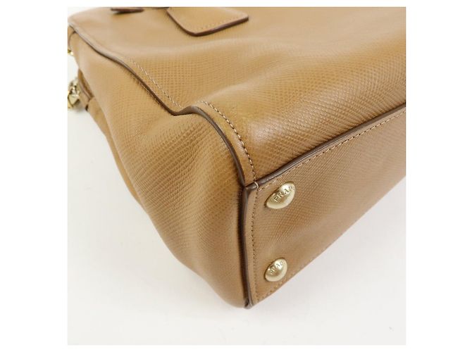 Borsa 2Way PRADA Logo in pelle Saffiano Borsa a mano Borsa a tracolla Camel BN2569 - vista 9