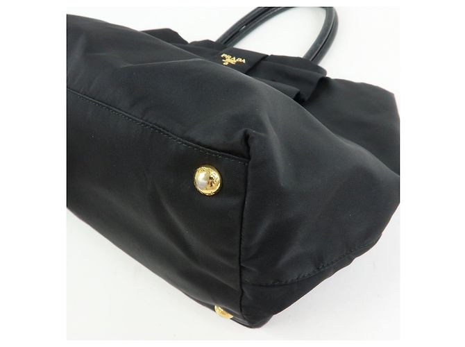 PRADA Borsa Tote in nylon, pelle e nastro Nero BN1601 - vista 10