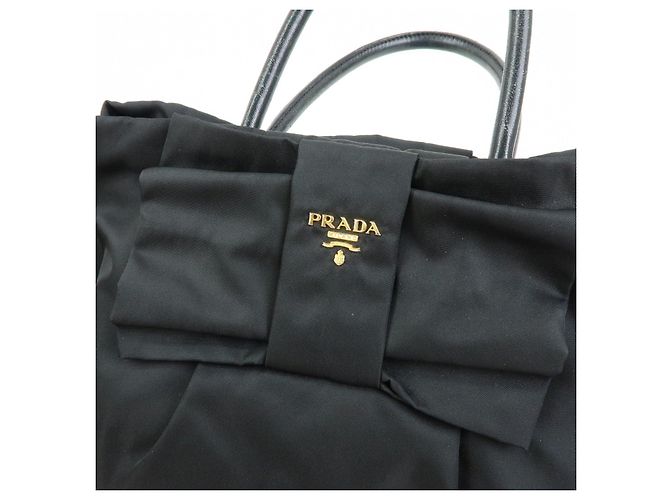 PRADA Borsa Tote in nylon, pelle e nastro Nero BN1601 - vista 15