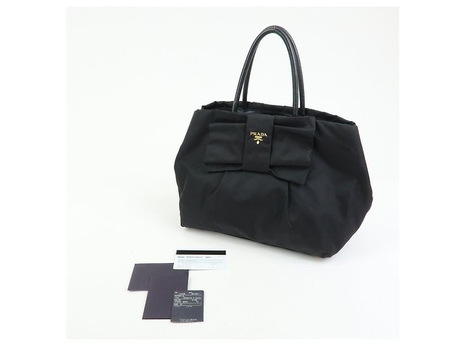 PRADA Borsa Tote in nylon, pelle e nastro Nero BN1601 - vista 22