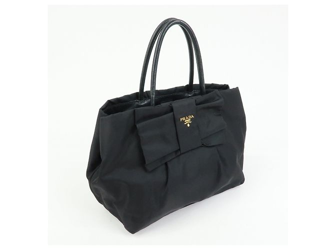 PRADA Borsa Tote in nylon, pelle e nastro Nero BN1601 - vista 4
