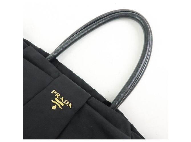 PRADA Borsa Tote in nylon, pelle e nastro Nero BN1601 - vista 6