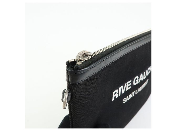 Autre Marque SAINT LAURENT PARIS Borsa a Pochette Rive Gauche Black White 565722 - vista 11