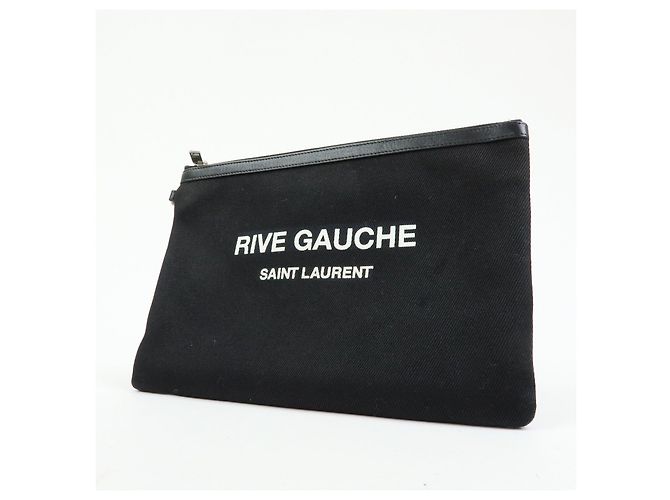 Autre Marque SAINT LAURENT PARIS Borsa a Pochette Rive Gauche Black White 565722 - vista 3