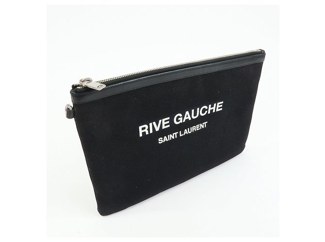 Autre Marque SAINT LAURENT PARIS Borsa a Pochette Rive Gauche Black White 565722 - vista 4