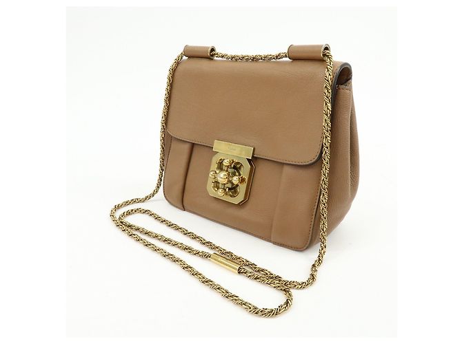 Chloé Borsa a spalla e crossbody in pelle Chloe Elsie con catena Marrone Camel - vista 3