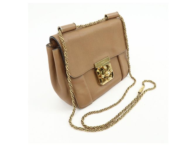 Chloé Borsa a spalla e crossbody in pelle Chloe Elsie con catena Marrone Camel - vista 4