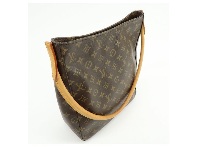 Borsa a tracolla Louis Vuitton Monogram Looping GM Marrone M51145 - vista 4