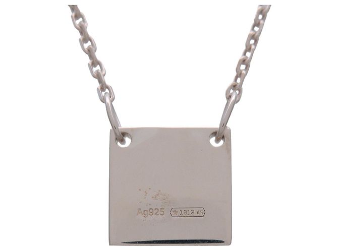 Collana con piastra quadrata Logo GUCCI Argento SV925 - vista 2