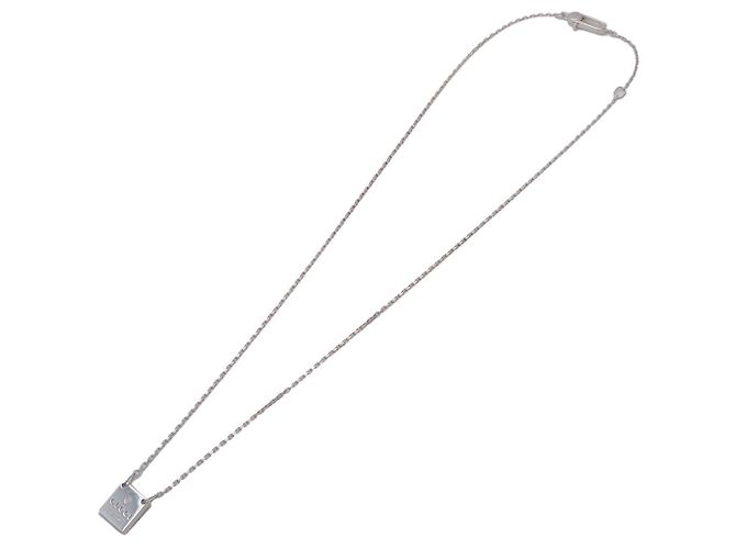 Collana con piastra quadrata Logo GUCCI Argento SV925 - vista 3
