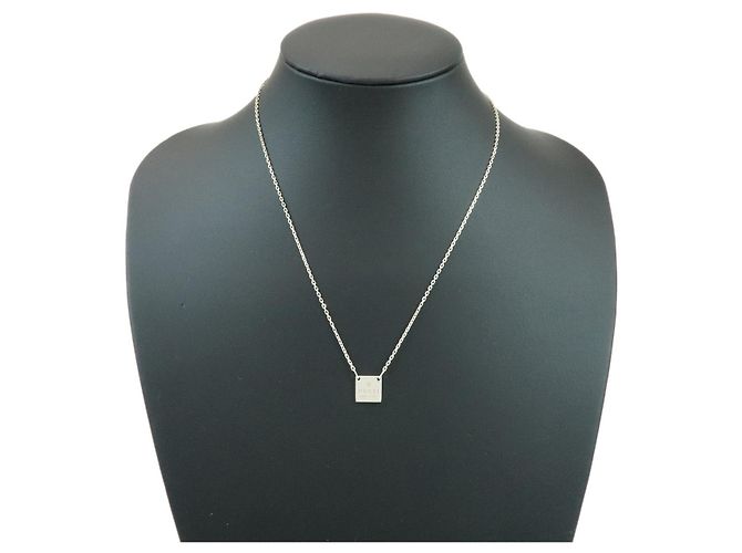 Collana con piastra quadrata Logo GUCCI Argento SV925 - vista 6