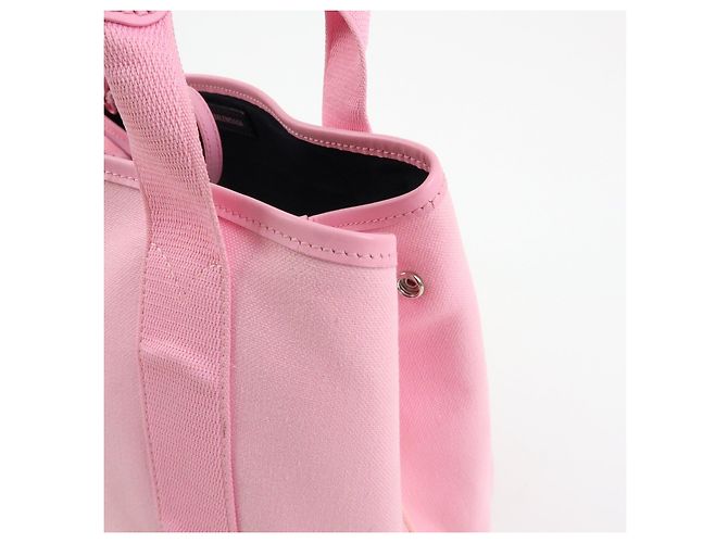 BALENCIAGA Borsa Tote Cabas Small in tela e pelle Navy e Rosa 339933 - vista 11