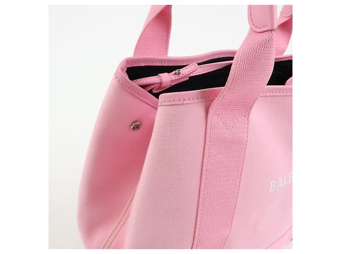 BALENCIAGA Borsa Tote Cabas Small in tela e pelle Navy e Rosa 339933 - vista 12