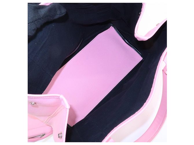 BALENCIAGA Borsa Tote Cabas Small in tela e pelle Navy e Rosa 339933 - vista 18