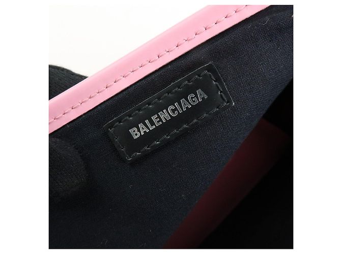 BALENCIAGA Borsa Tote Cabas Small in tela e pelle Navy e Rosa 339933 - vista 20
