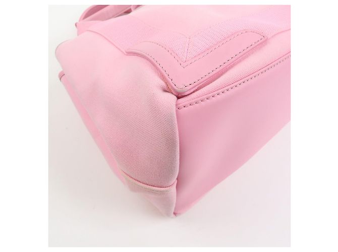 BALENCIAGA Borsa Tote Cabas Small in tela e pelle Navy e Rosa 339933 - vista 9