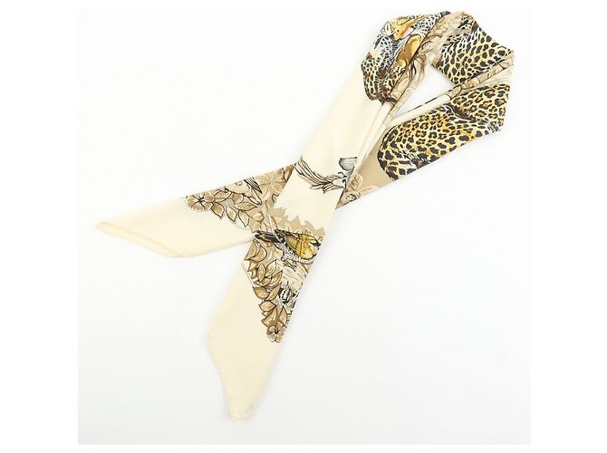 Hermès HERMES Carre 90 Seidentuch 100% Seide JUNGLE LOVE Hellbraun Beige - Ansicht 10