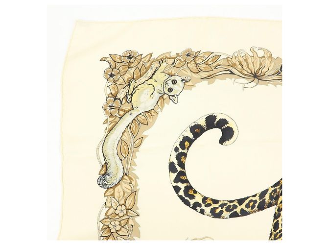 Hermès HERMES Carre 90 Seidentuch 100% Seide JUNGLE LOVE Hellbraun Beige - Ansicht 3