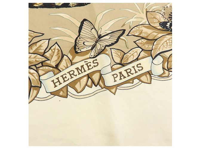 Hermès HERMES Carre 90 Seidentuch 100% Seide JUNGLE LOVE Hellbraun Beige - Ansicht 8