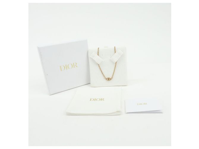 Collana in metallo con strass logo CD Christian Dior Pink Gold - vista 9